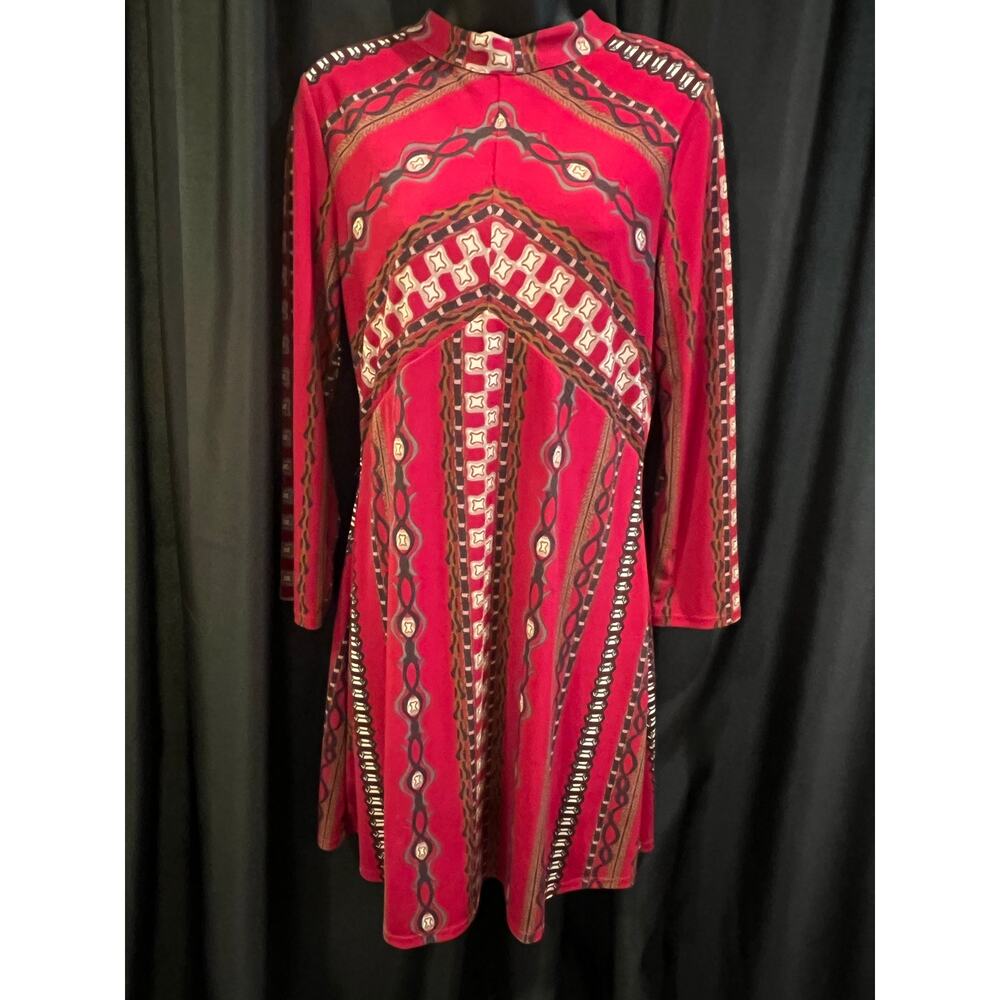 Free People Red Patterned Midi Dress